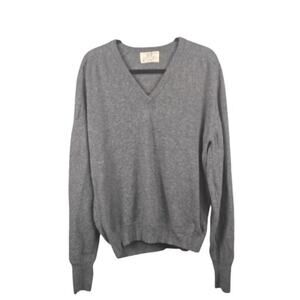 Vintage Lord Jeff 100% Wool Sweater V-Neck Grey Size XL